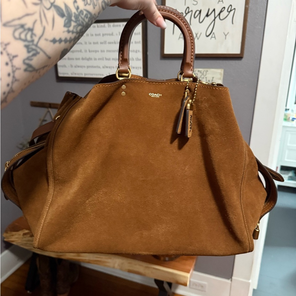 SOLD Coach Rogue 40 in Warm Brown Suede